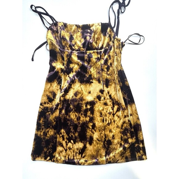 Urban Outfitters Dresses & Skirts - Urban Outfitters Mini Dress | Women's S | Gold Purple Tie Dye Velvet Strappy